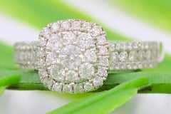 1.20 Carat Round Diamond Halo Engagement Ring 14K White Gold Size 7