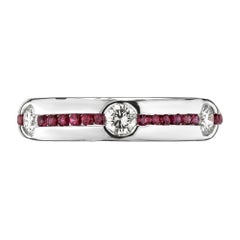 1.20 Carat Round Diamond Ruby Platinum Wedding Band Ring