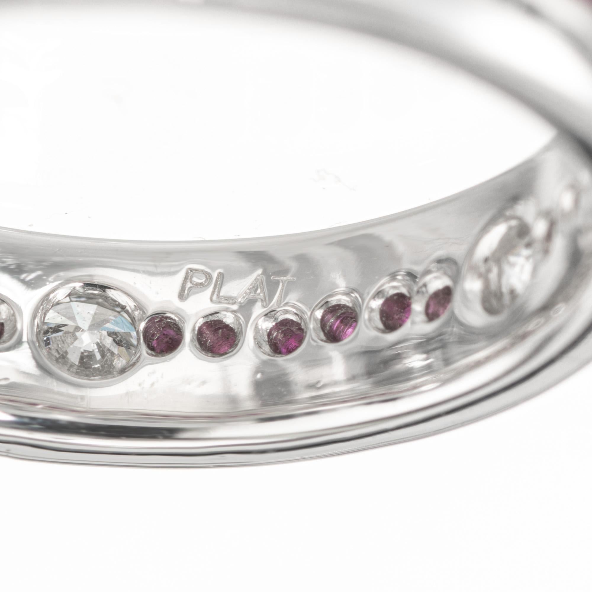 Round Cut 1.20 Carat Round Diamond Ruby Platinum Wedding Band Ring For Sale