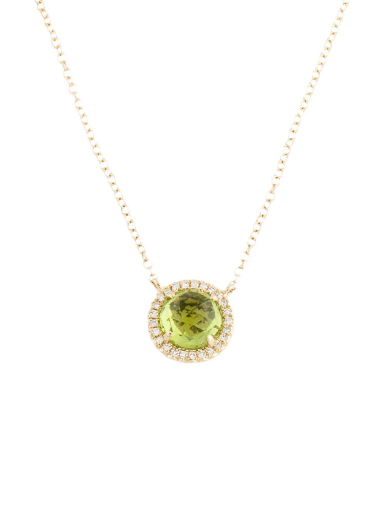 1,20 Karat runder Peridot & Diamant Gelbgold-Anhänger Halskette im Zustand „Neu“ im Angebot in Great Neck, NY