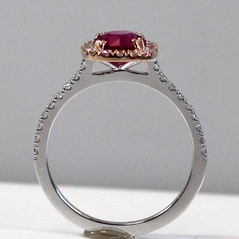 Modern 1.20 Carat Round Ruby and Diamond Ring For Sale