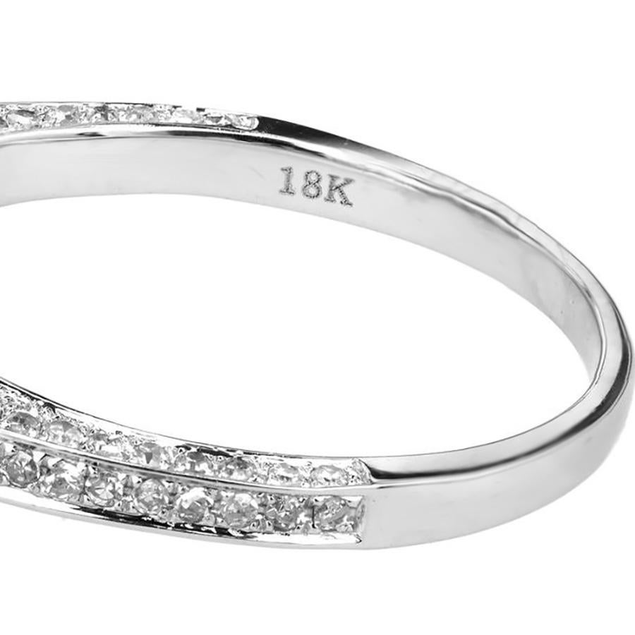 1.20 Carat Round Sapphire Micro Pavé Diamond Gold Engagement Ring For Sale 1