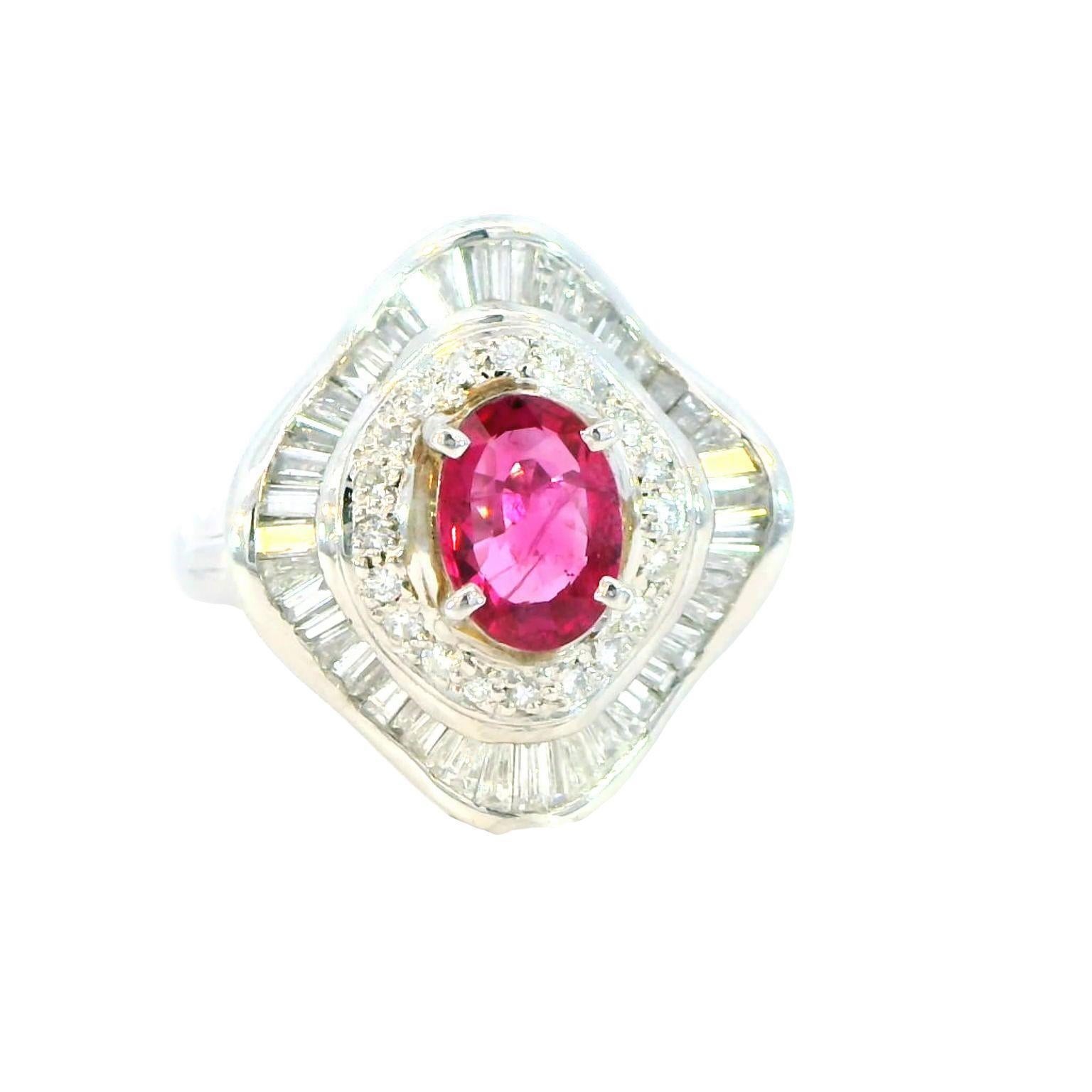 Modern 1.20 Carat Ruby and 1.00 Carat Diamond Ring For Sale