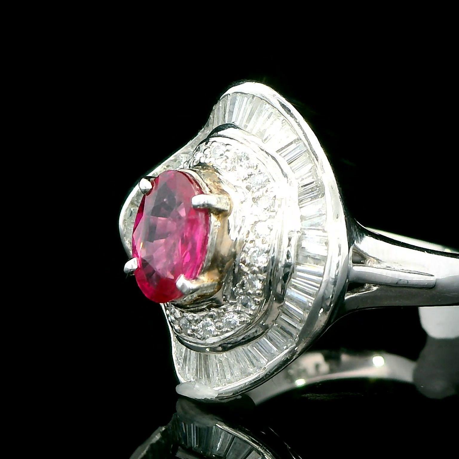 1.20 Carat Ruby and 1.00 Carat Diamond Ring For Sale 1