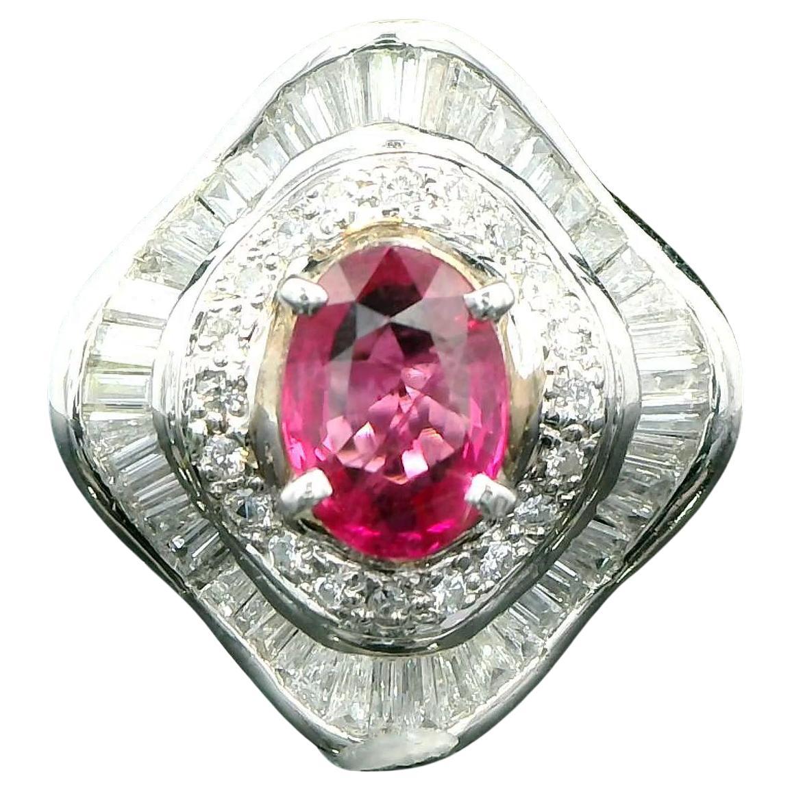1.20 Carat Ruby and 1.00 Carat Diamond Ring For Sale