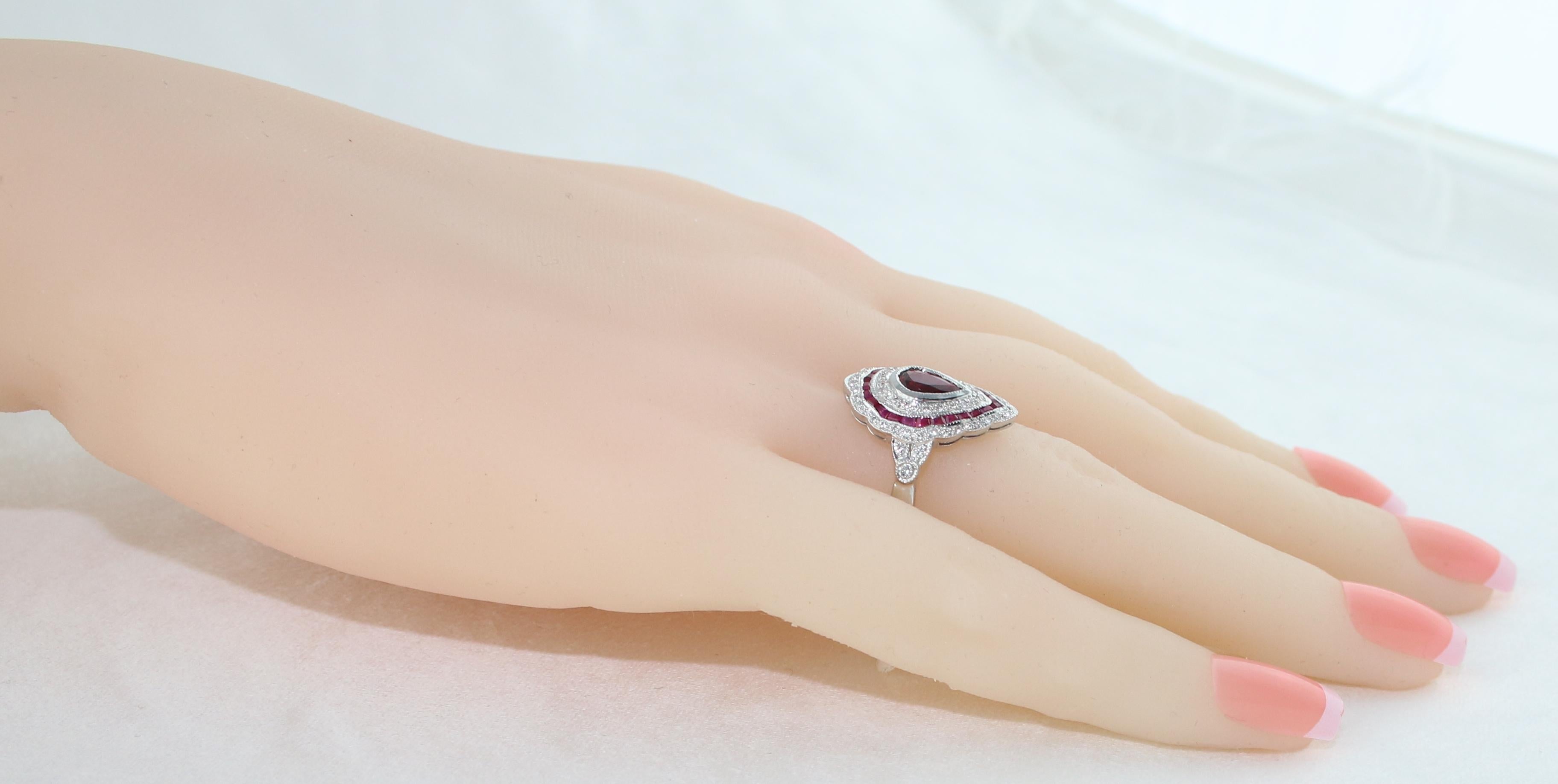 Women's 1.20 Carat Ruby Diamond Gold Ring For Sale