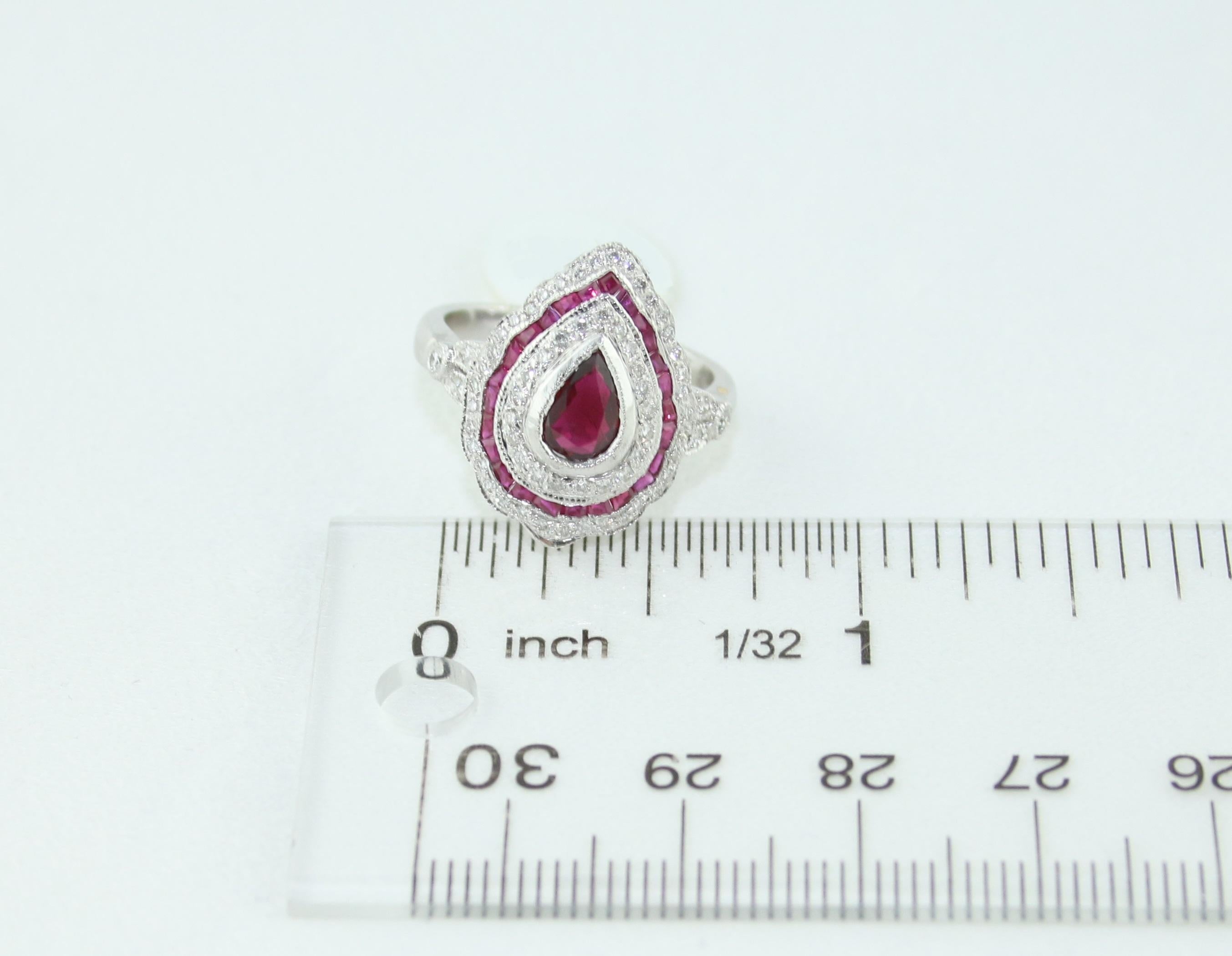 1.20 Carat Ruby Diamond Gold Ring For Sale 1