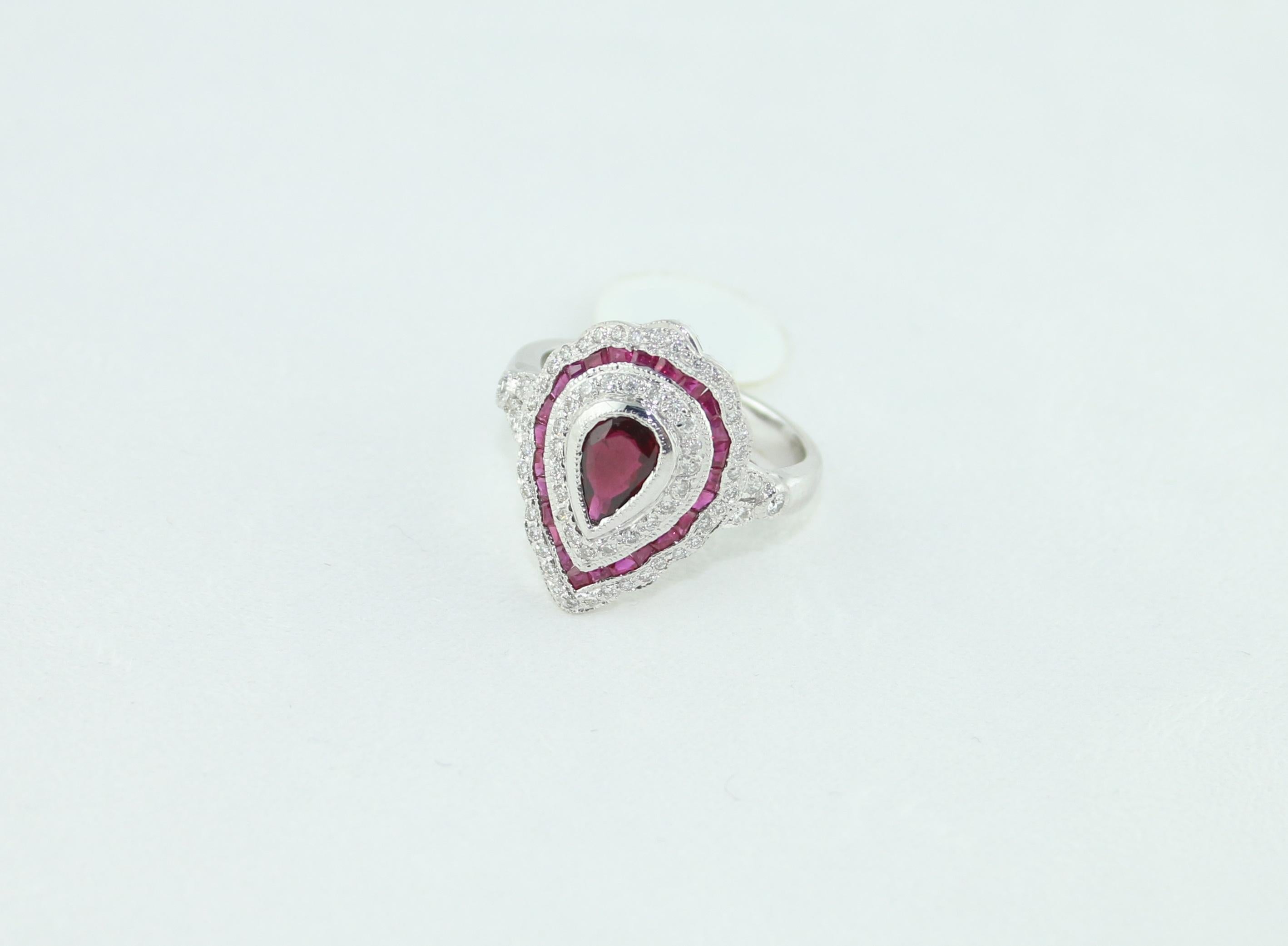 1.20 Carat Ruby Diamond Gold Ring For Sale 2