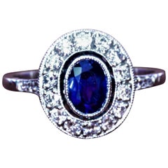 1.20 Carat Sapphire and Diamond Platinum Ring