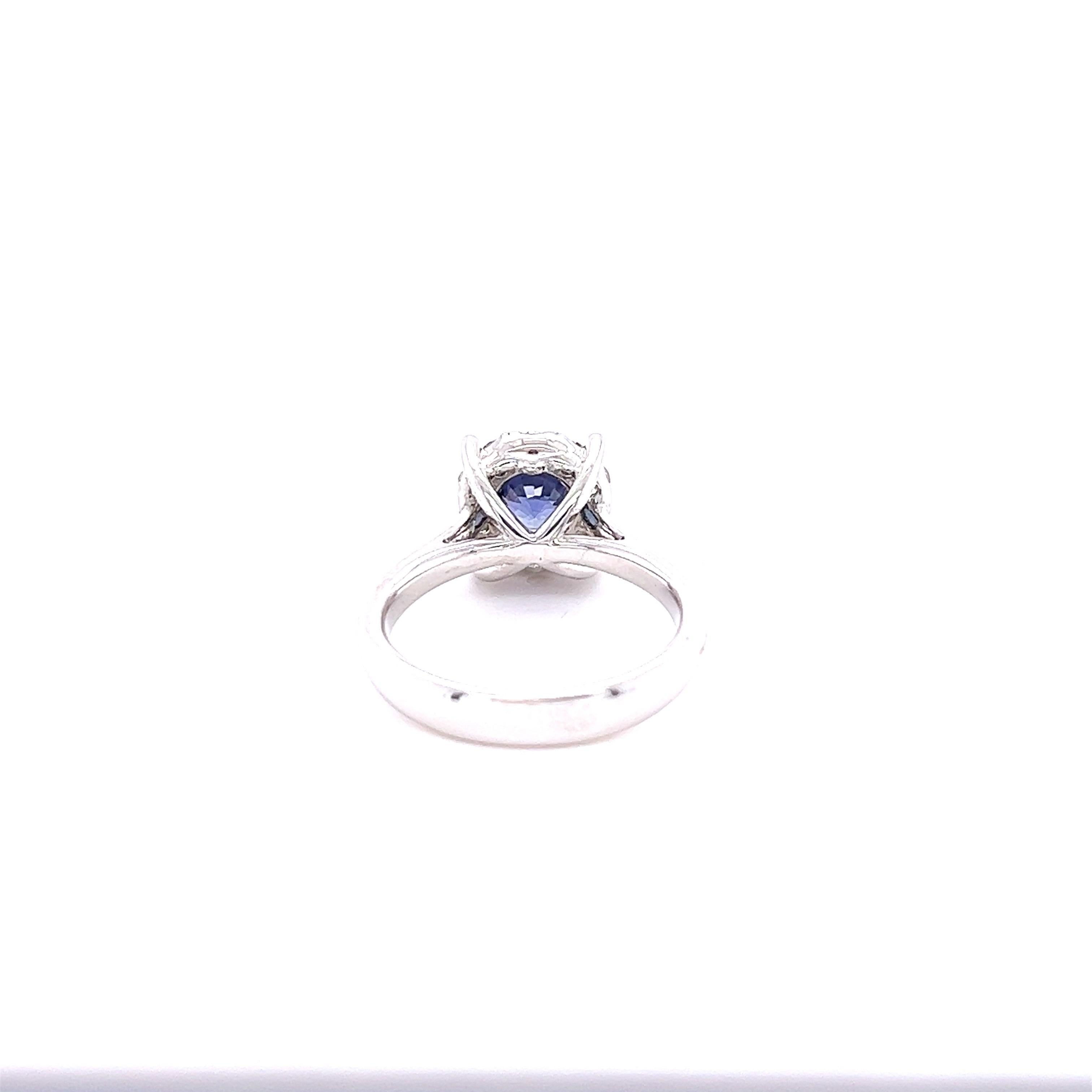 1.20 Carat Sapphire Diamond 14 Karat White Gold Ring In New Condition For Sale In Los Angeles, CA