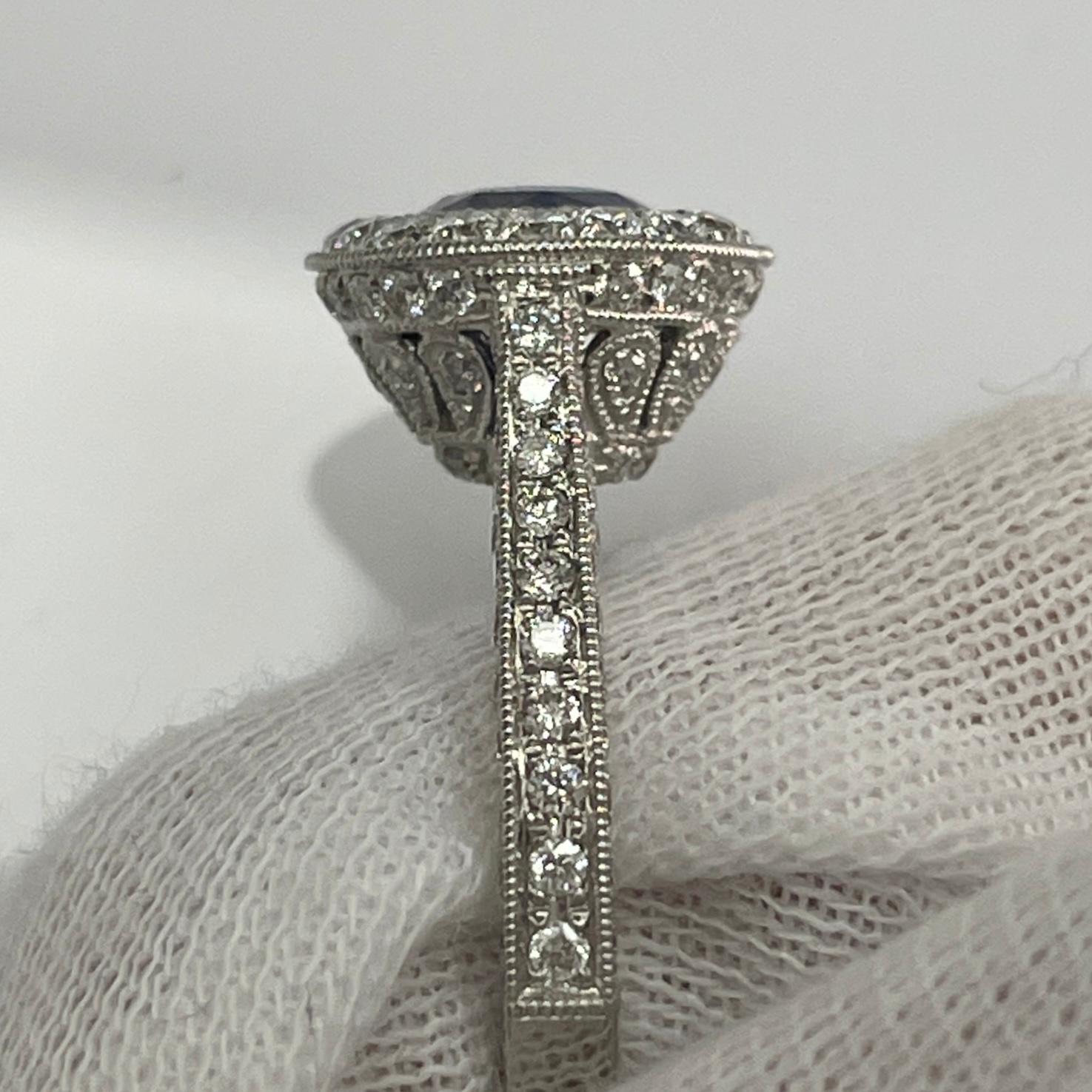 1.20 Carat Sapphire & Diamond 18K White Gold Ring In New Condition For Sale In New York, NY