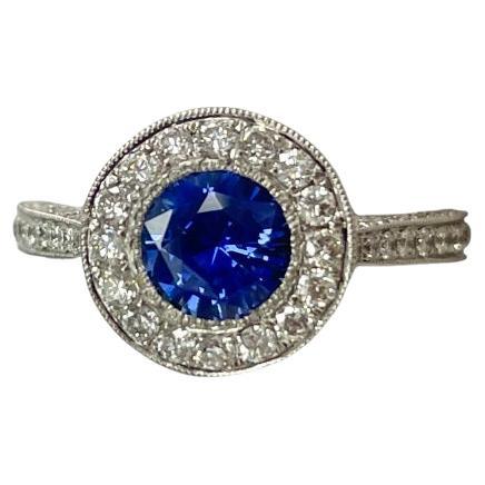 1.20 Carat Sapphire & Diamond 18K White Gold Ring
