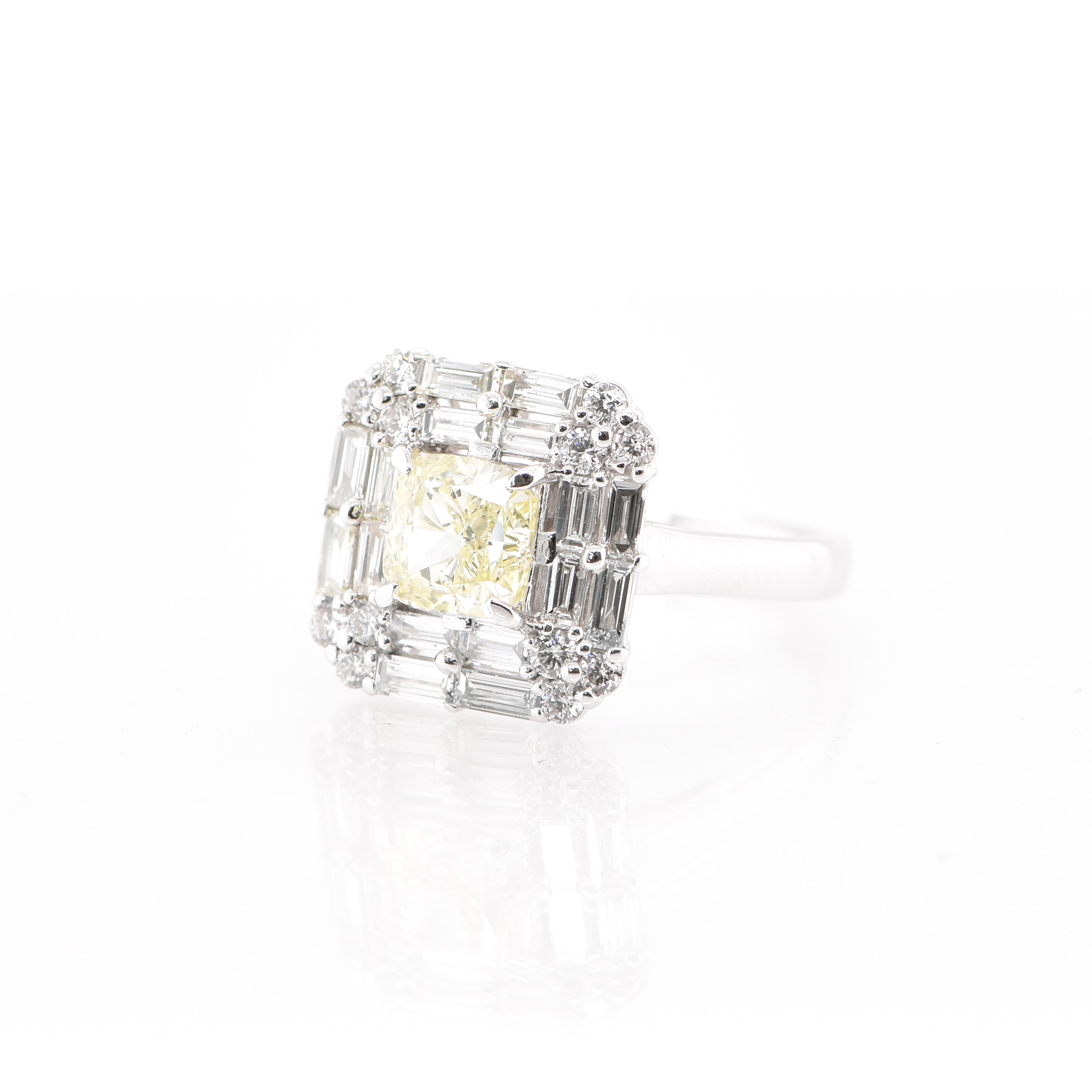 1.20 Carat, SI-1, Light Yellow Diamond Ring set in Platinum In New Condition In Tokyo, JP