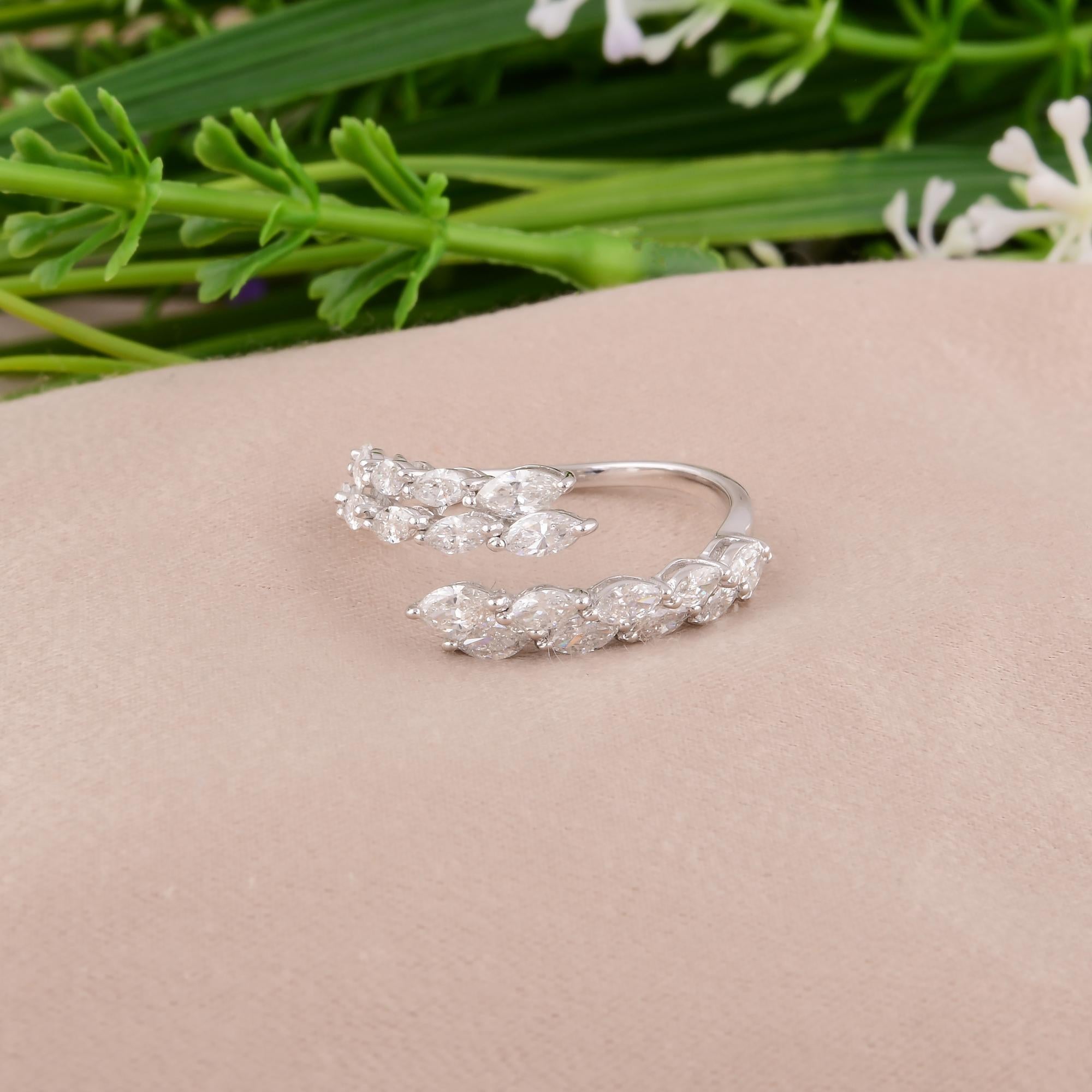 Modern 1.20 Carat SI Clarity HI Color Marquise Diamond Wrap Ring 18 Karat White Gold For Sale
