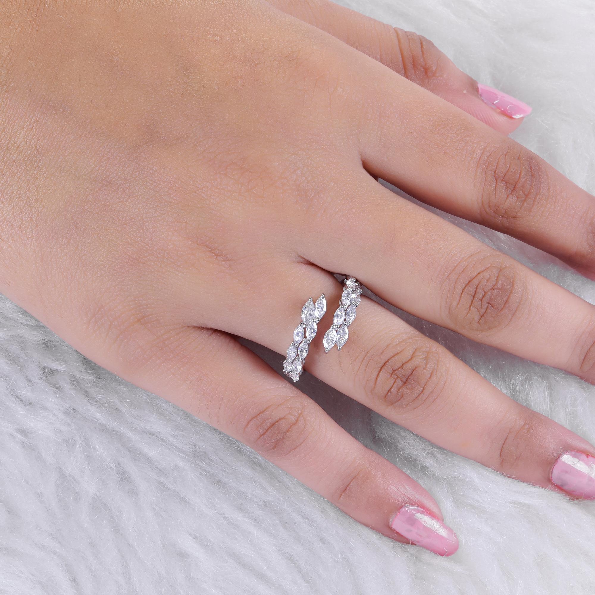 Marquise Cut 1.20 Carat SI Clarity HI Color Marquise Diamond Wrap Ring 18 Karat White Gold For Sale