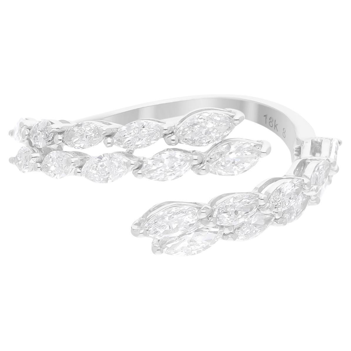 1.20 Carat SI Clarity HI Color Marquise Diamond Wrap Ring 18 Karat White Gold
