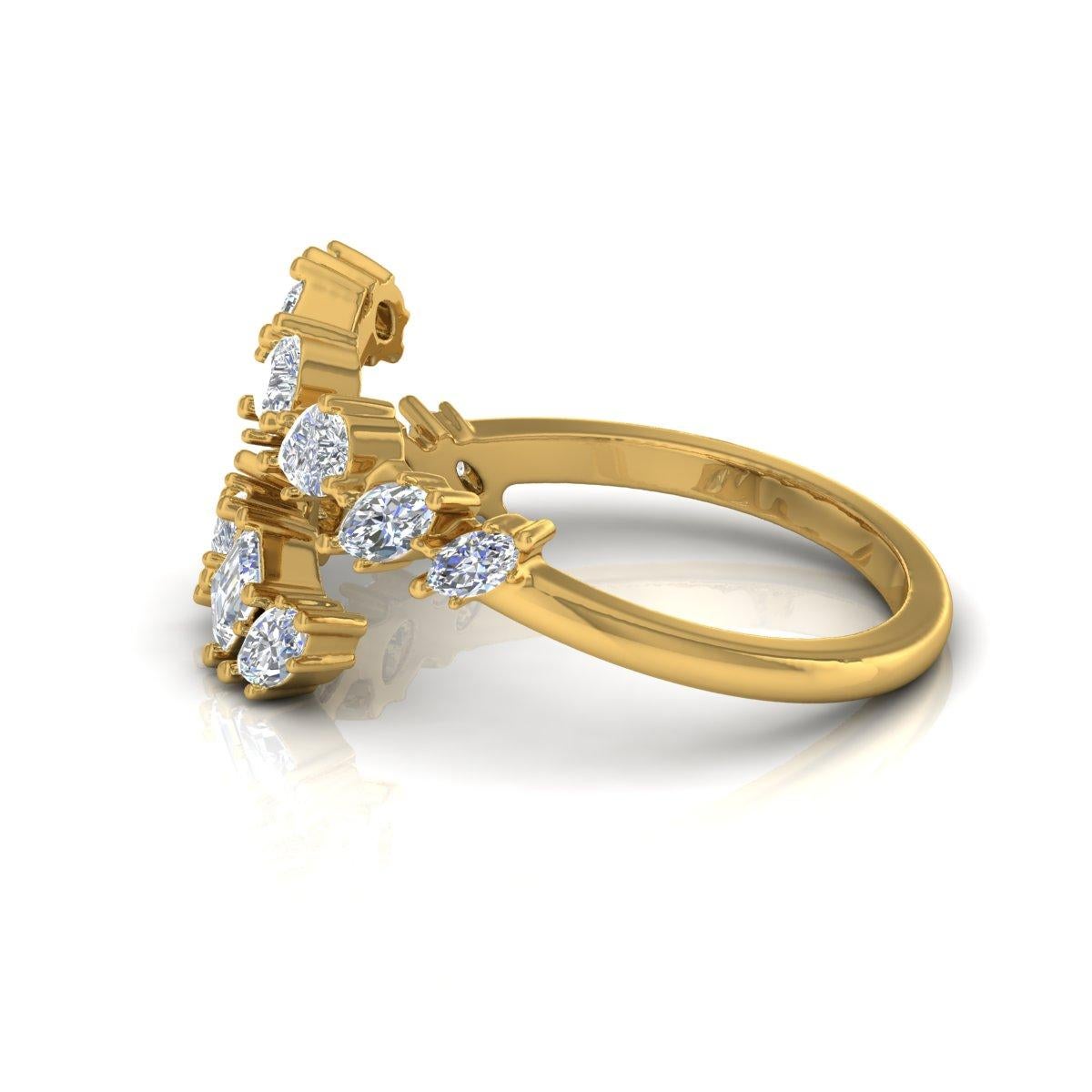 Cast from 14-karat gold, these exquisite ring is handset with 1.20 carats of sparkling diamonds.

The ring is a size 7 US and may be resized to larger or smaller upon request. FOLLOW SPECTRUM JEWELS storefront to view the latest collection &