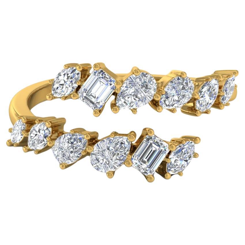 1.20 Carat SI Clarity HI Color Multi Shape Diamond Yellow Gold Ring In Stock