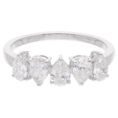 Bague à anneau avec diamant en forme de poire de 1,20 carat, pureté SI, couleur HI, en or blanc 18 carats