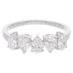 1.20 Carat SI Clarity HI Color Pear Shape Diamond Band Ring 18 Karat White Gold