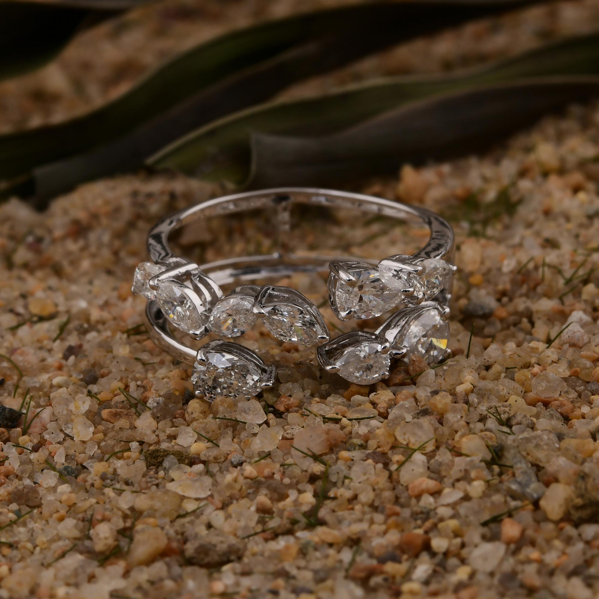 1.20 Carat SI/H Pear Marquise Shape Diamond Ring 14 Karat White Gold Jewelry In New Condition For Sale In Diera, Dubai
