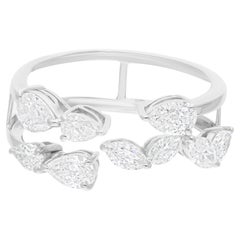 Bague en or blanc 14 carats avec diamant en forme de poire marquise de 1,20 carat SI/H