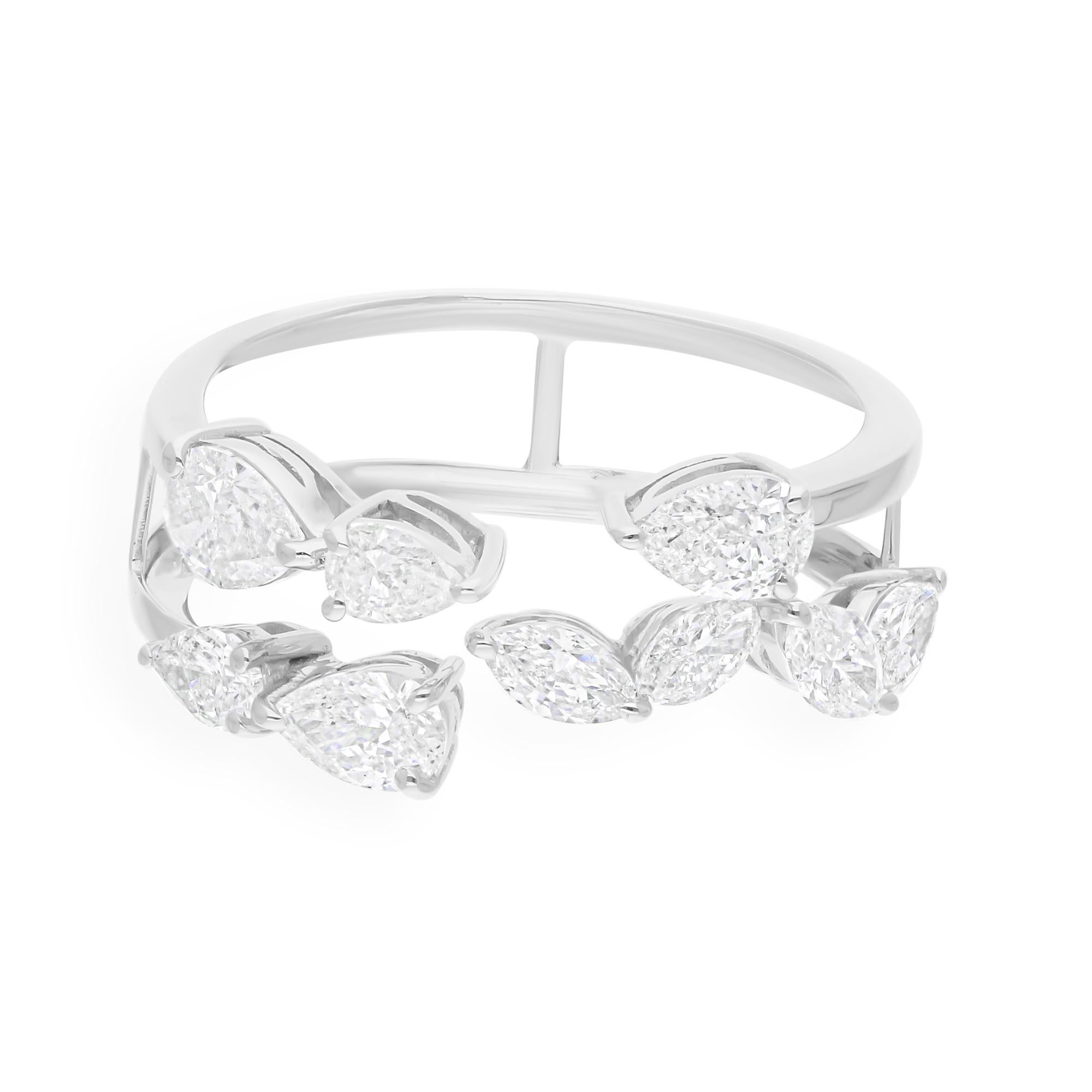 Anello di diamanti a forma di pera e marquise da 1,20 carati SI/H Gioielli in oro bianco 14 carati