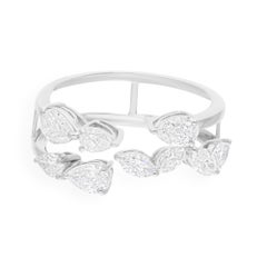 Anello di diamanti a forma di pera e marquise da 1,20 carati SI/H Gioielli in oro bianco 14 carati