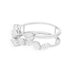 1.20 Carat SI/H Pear Marquise Shape Diamond Ring 18 Karat White Gold Jewelry
