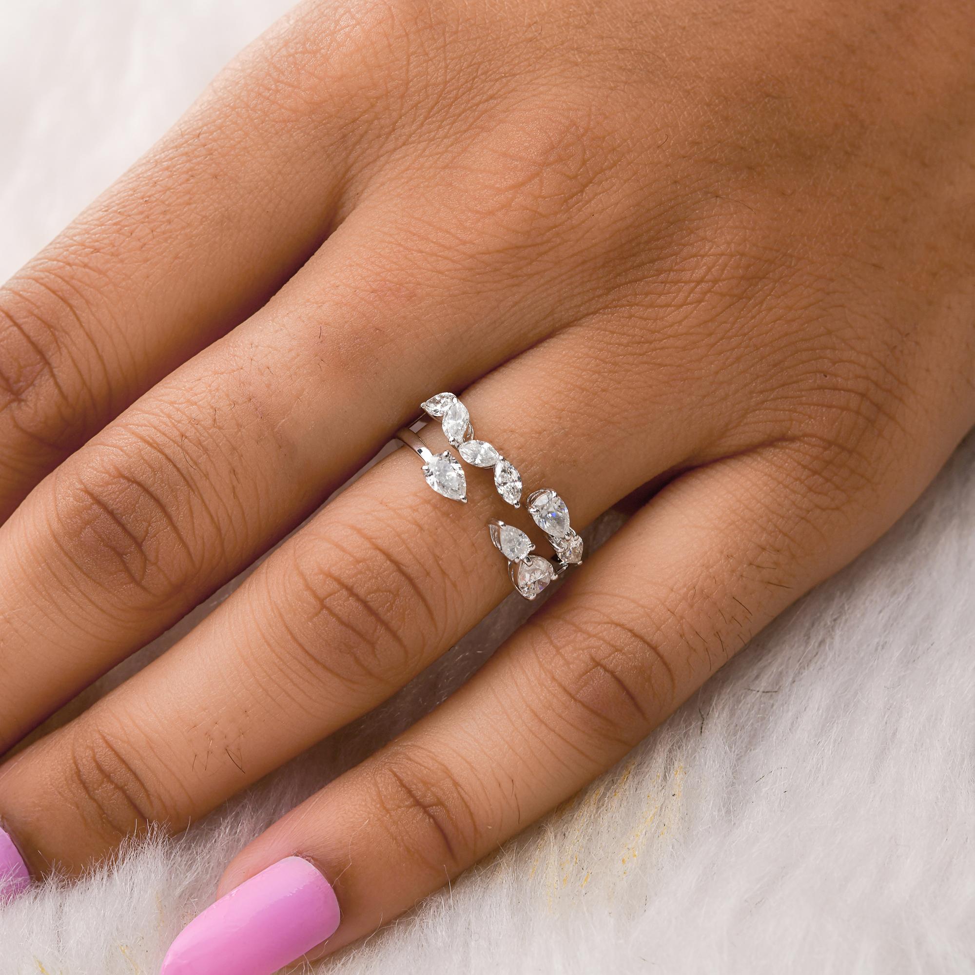 Modern 1.20 Carat SI/H Pear Marquise Shape Diamond Ring 18 Karat White Gold Jewelry For Sale
