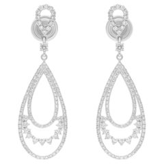 1.20 Carat SI/H Round Brilliant Cut Diamond Dangle Earrings 14 Karat White Gold