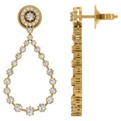 Orecchini pendenti con diamante taglio brillante rotondo da 1,20 carati SI/H Oro giallo 14 carati