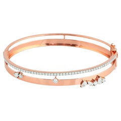 1.20 Carat SI/HI Pear Marquise Round Diamond Bangle Bracelet 18 Karat Rose Gold