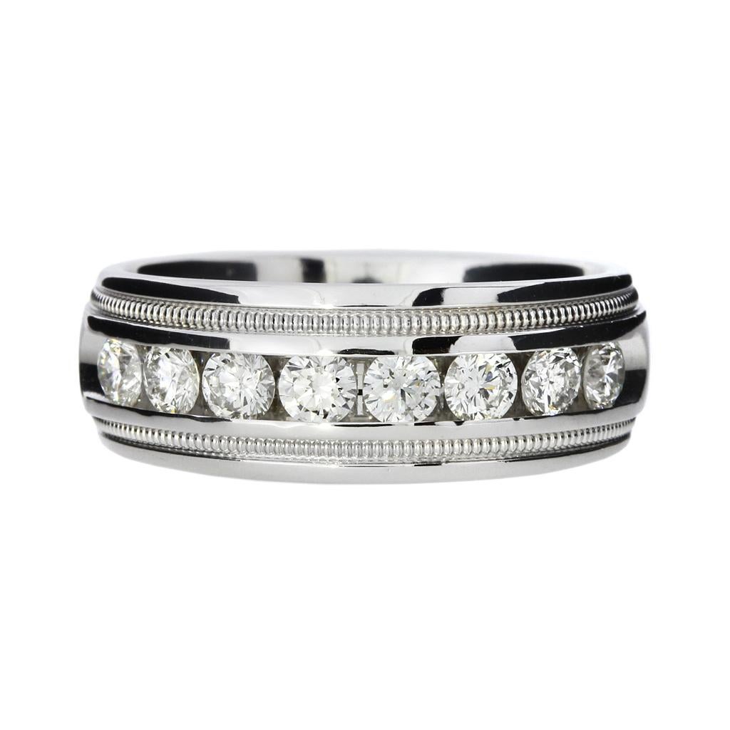 Round Cut 1.20 Carat Total Weight Diamond 14K Comfort Fit Band For Sale