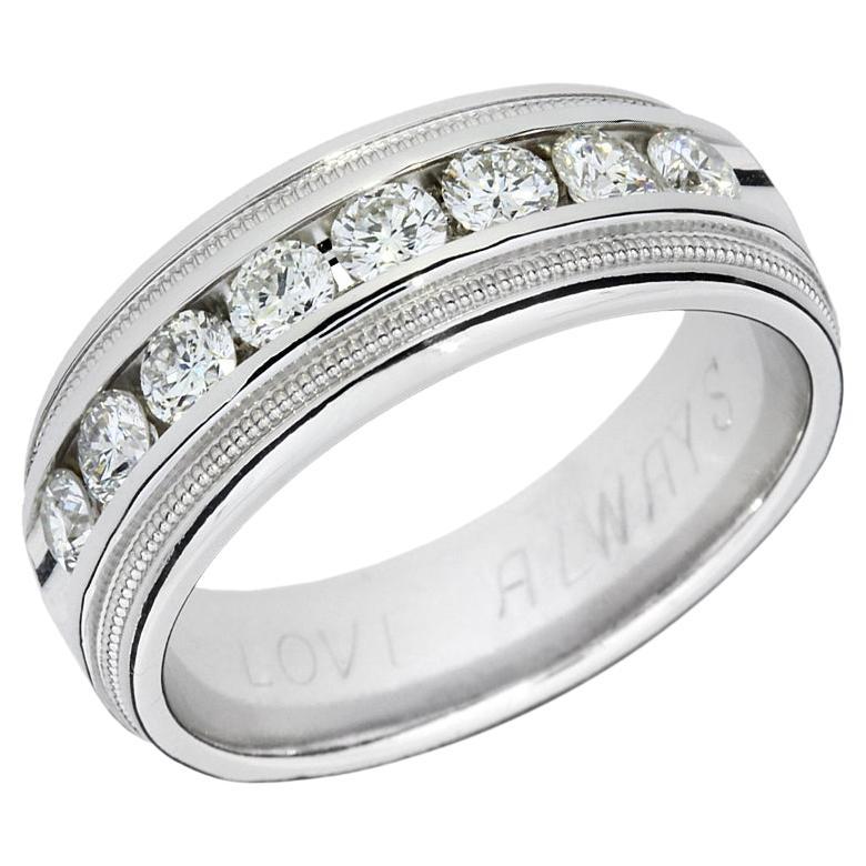 1.20 Carat Total Weight Diamond 14K Comfort Fit Band For Sale