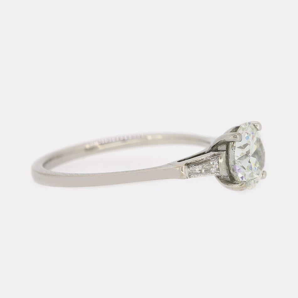 Round Cut 1.20 Carat Transitional Cut Diamond Solitaire Engagement Ring For Sale