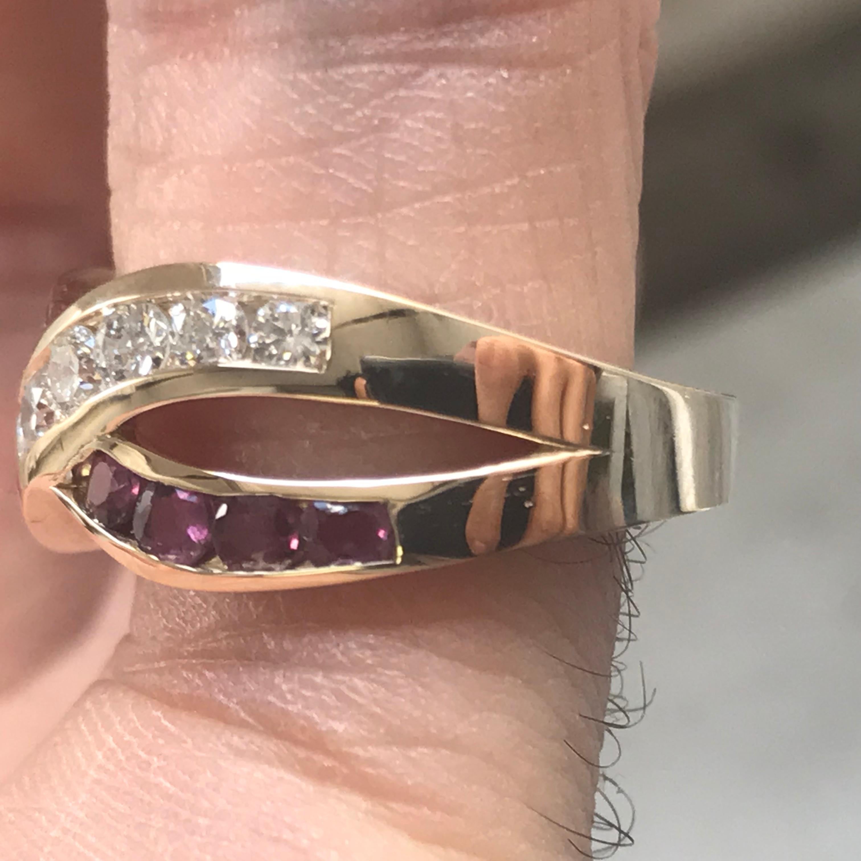 Modern 1.20 Carat TW Approximate Infinity Ruby and Diamond Ring, Ben Dannie For Sale