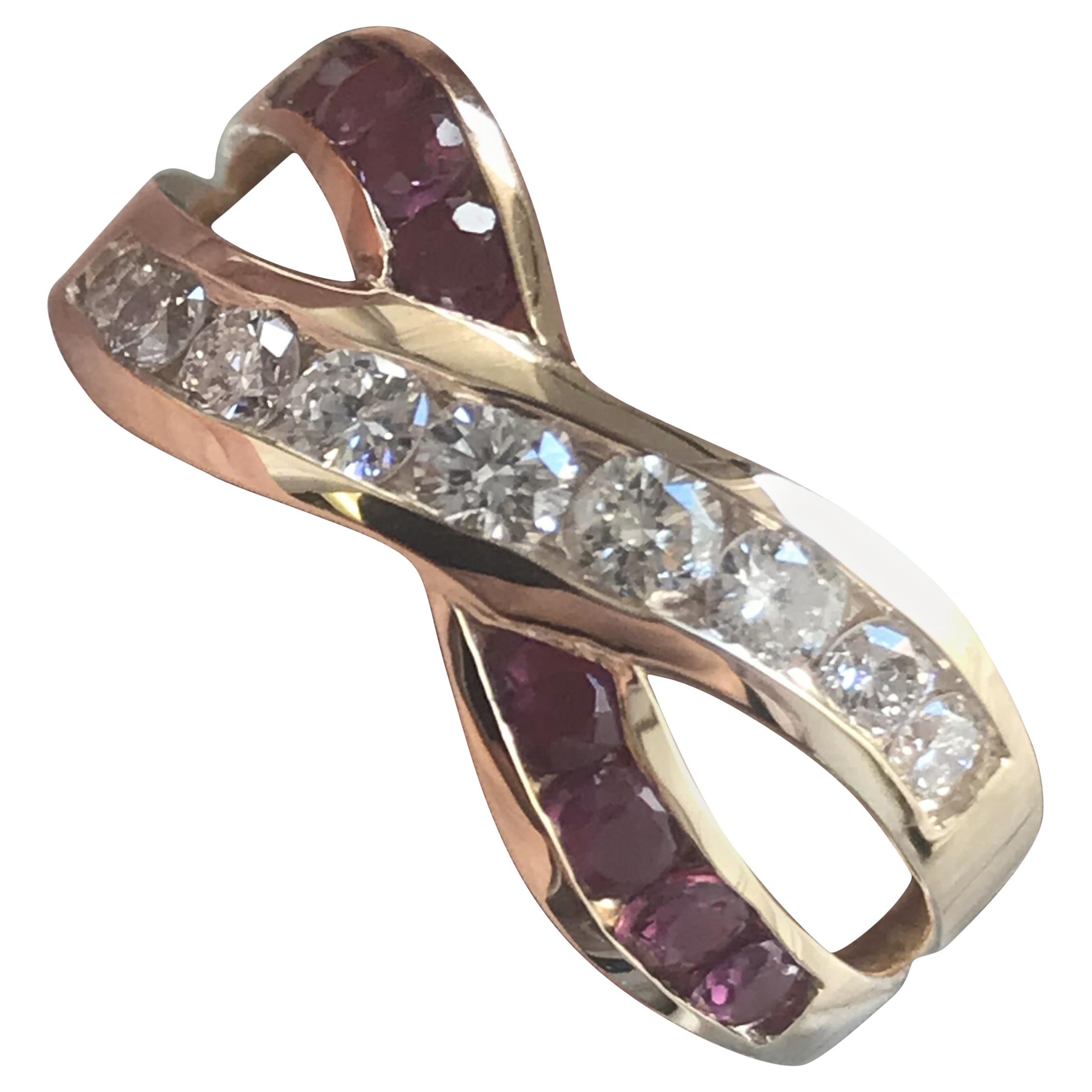 1.20 Carat TW Approximate Infinity Ruby and Diamond Ring, Ben Dannie For Sale