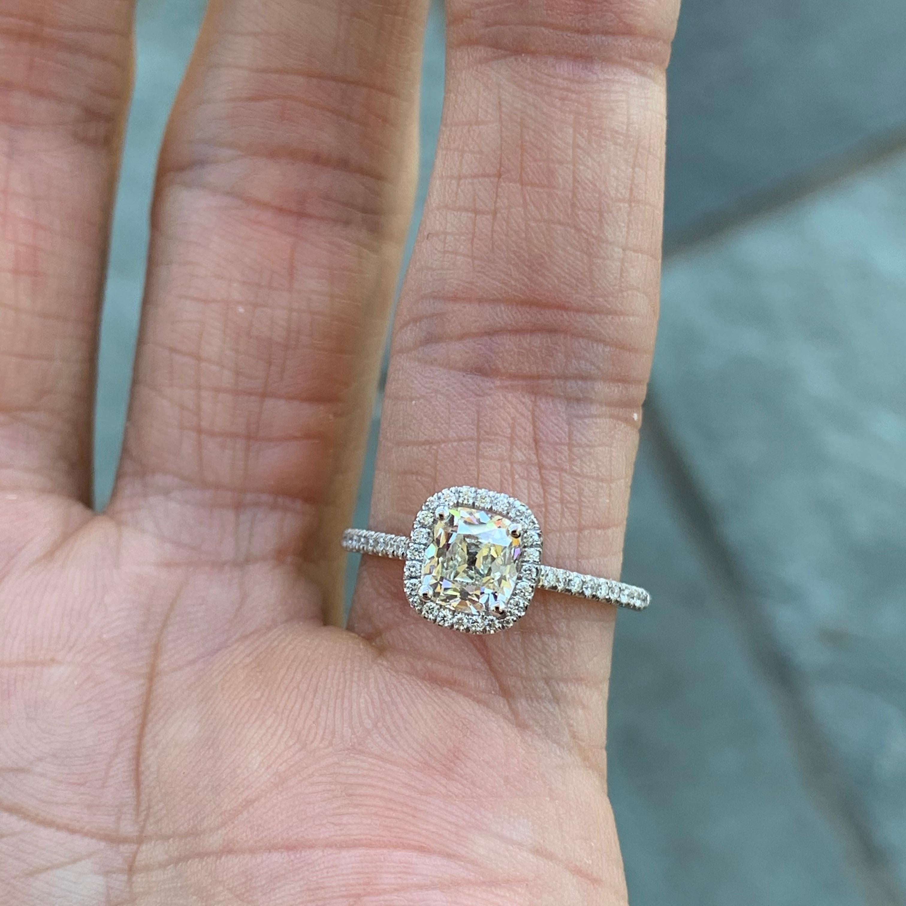 1,20 Karat TW Old Mine Cut Diamant Halo Ring Set in 14 Karat W, Ben Dannie (Alteuropäischer Brillantschliff) im Angebot