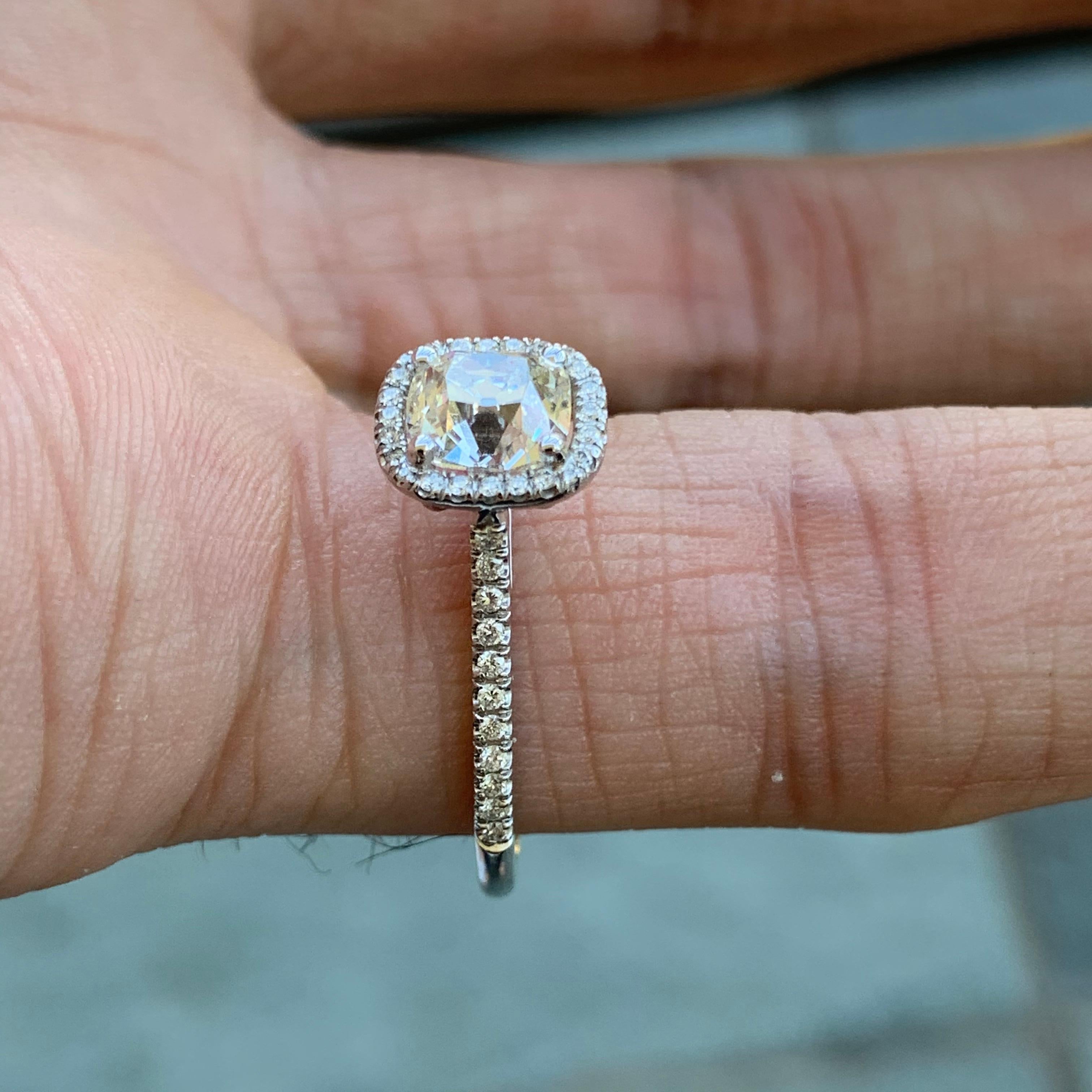 1,20 Karat TW Old Mine Cut Diamant Halo Ring Set in 14 Karat W, Ben Dannie im Zustand „Neu“ im Angebot in West Hollywood, CA