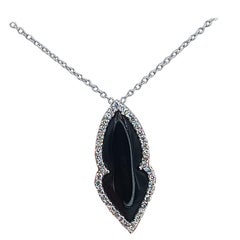 1.20 Carat VS G Diamonds 18 Carat White Gold Onyx Pendant Grams 12.81