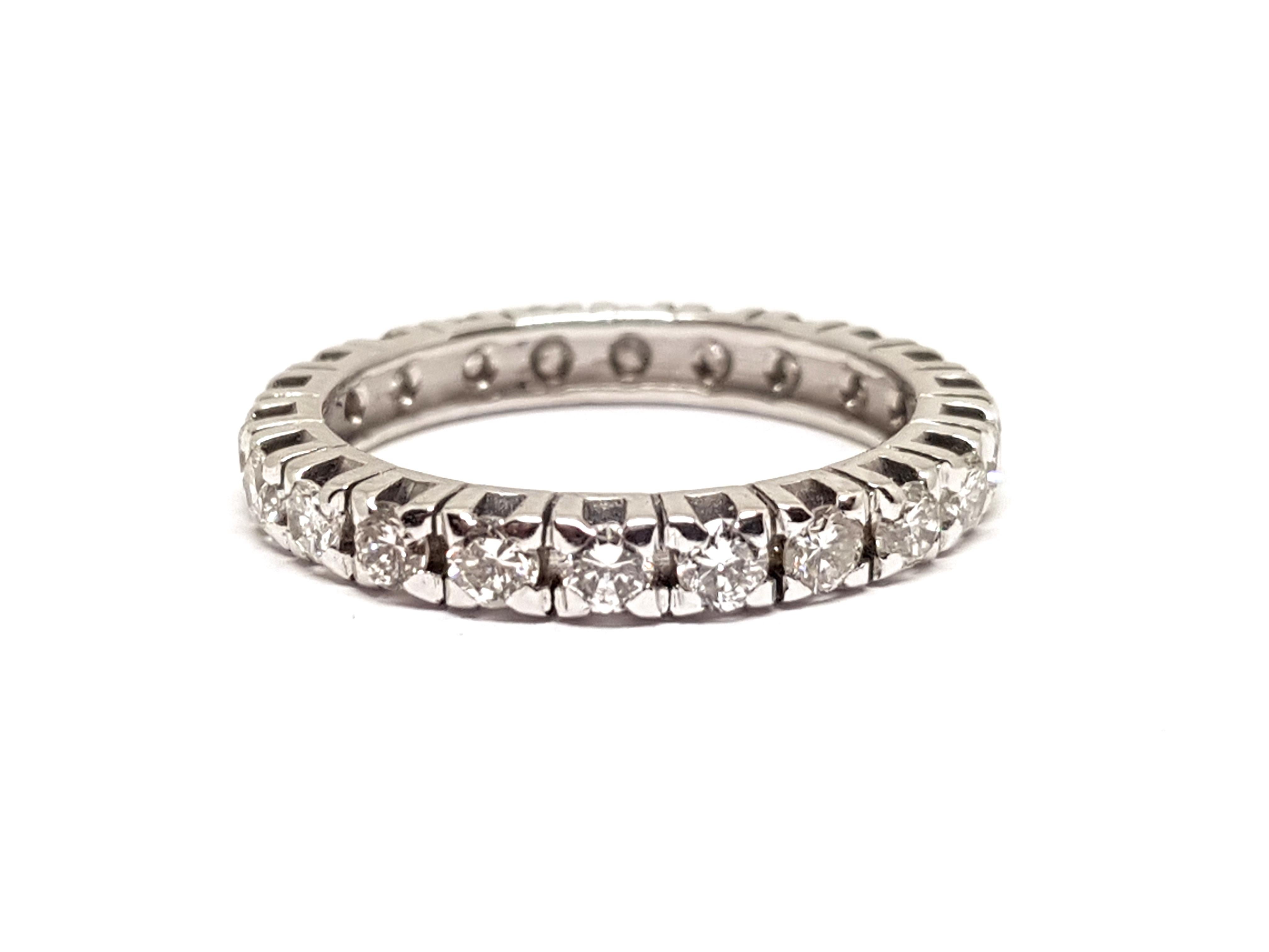 Contemporary 1.20 Carat White Gold Diamond Memory Ring For Sale