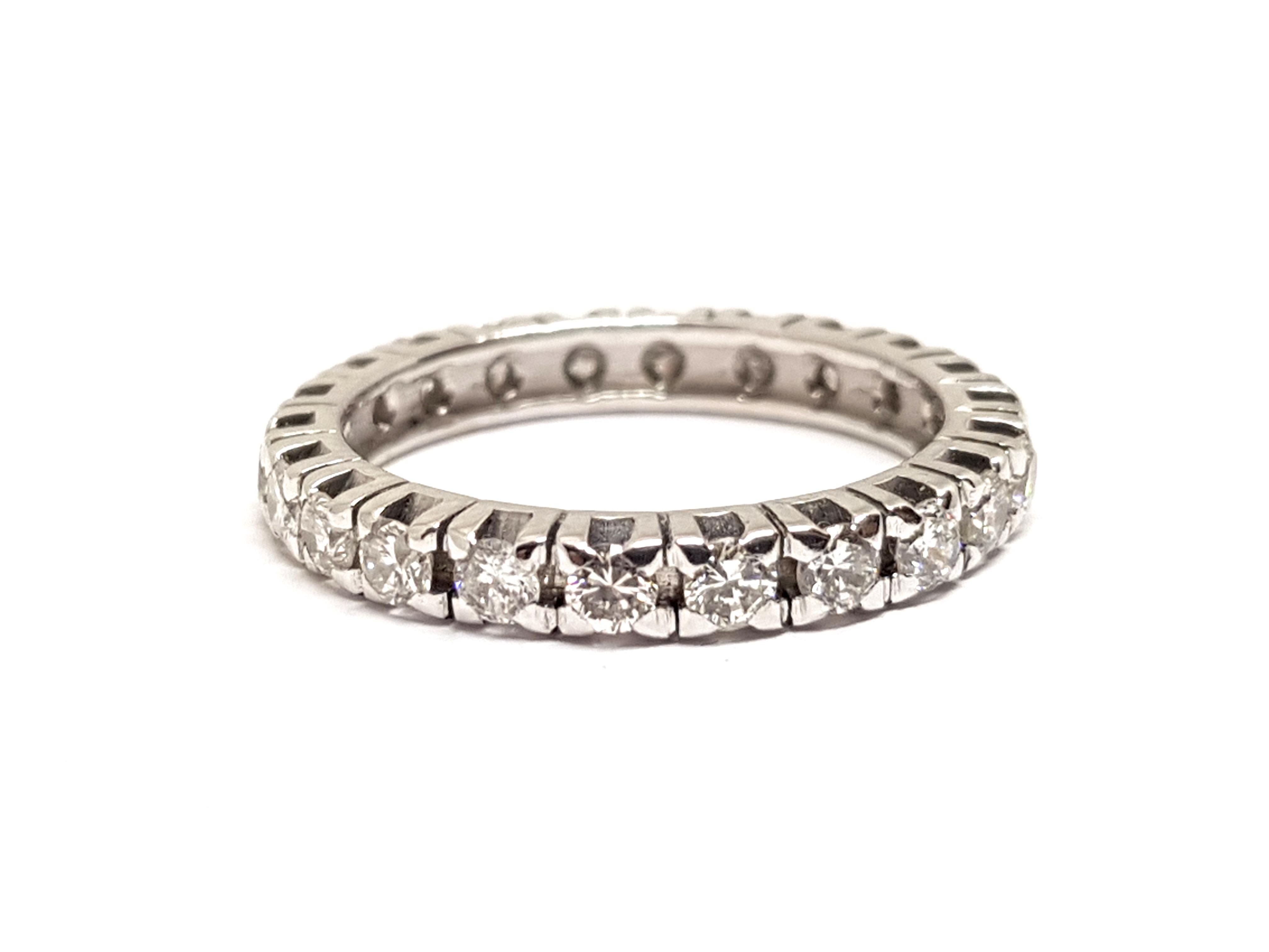 Women's 1.20 Carat White Gold Diamond Memory Ring For Sale