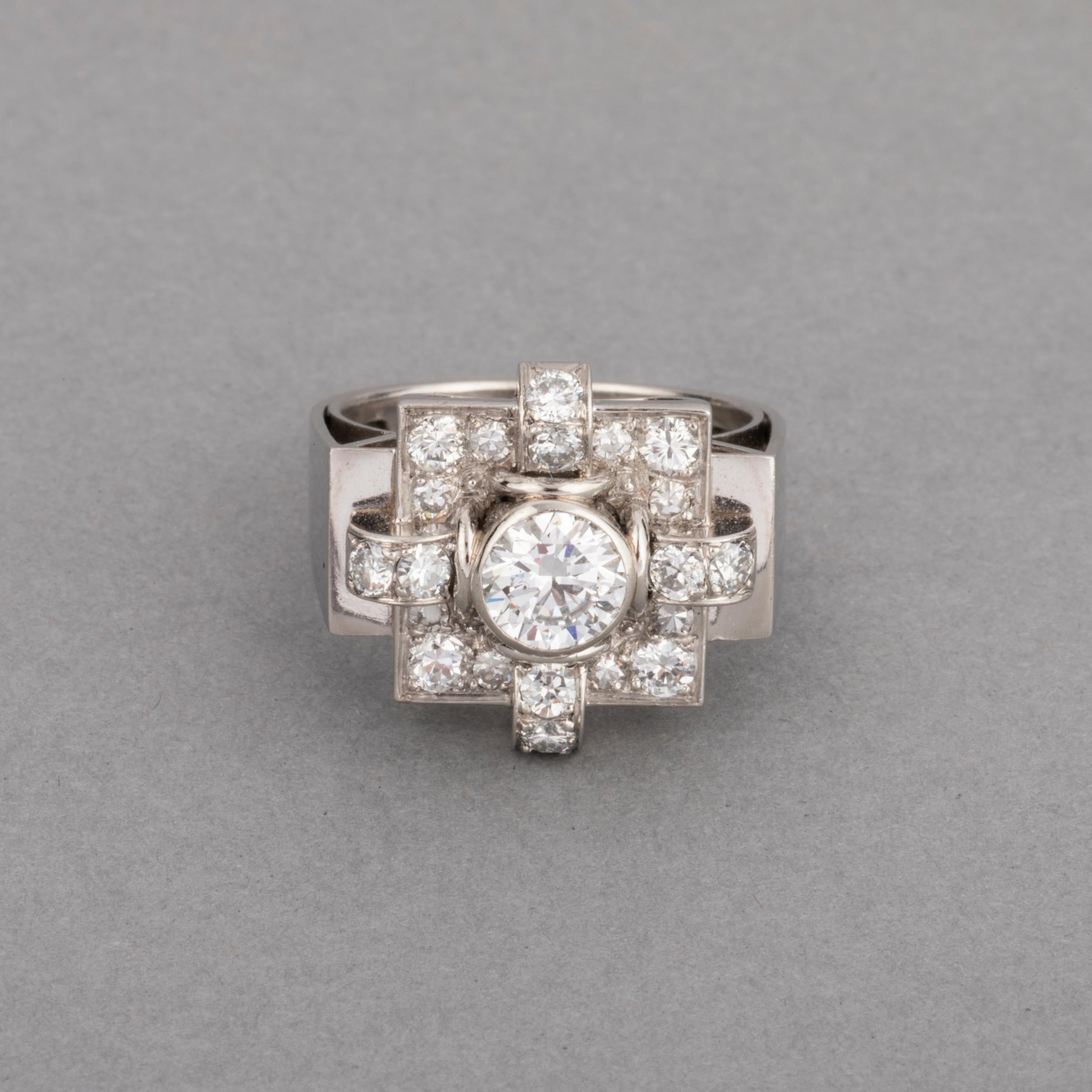 1.20 Carat French Art Deco Ring In Good Condition In Saint-Ouen, FR