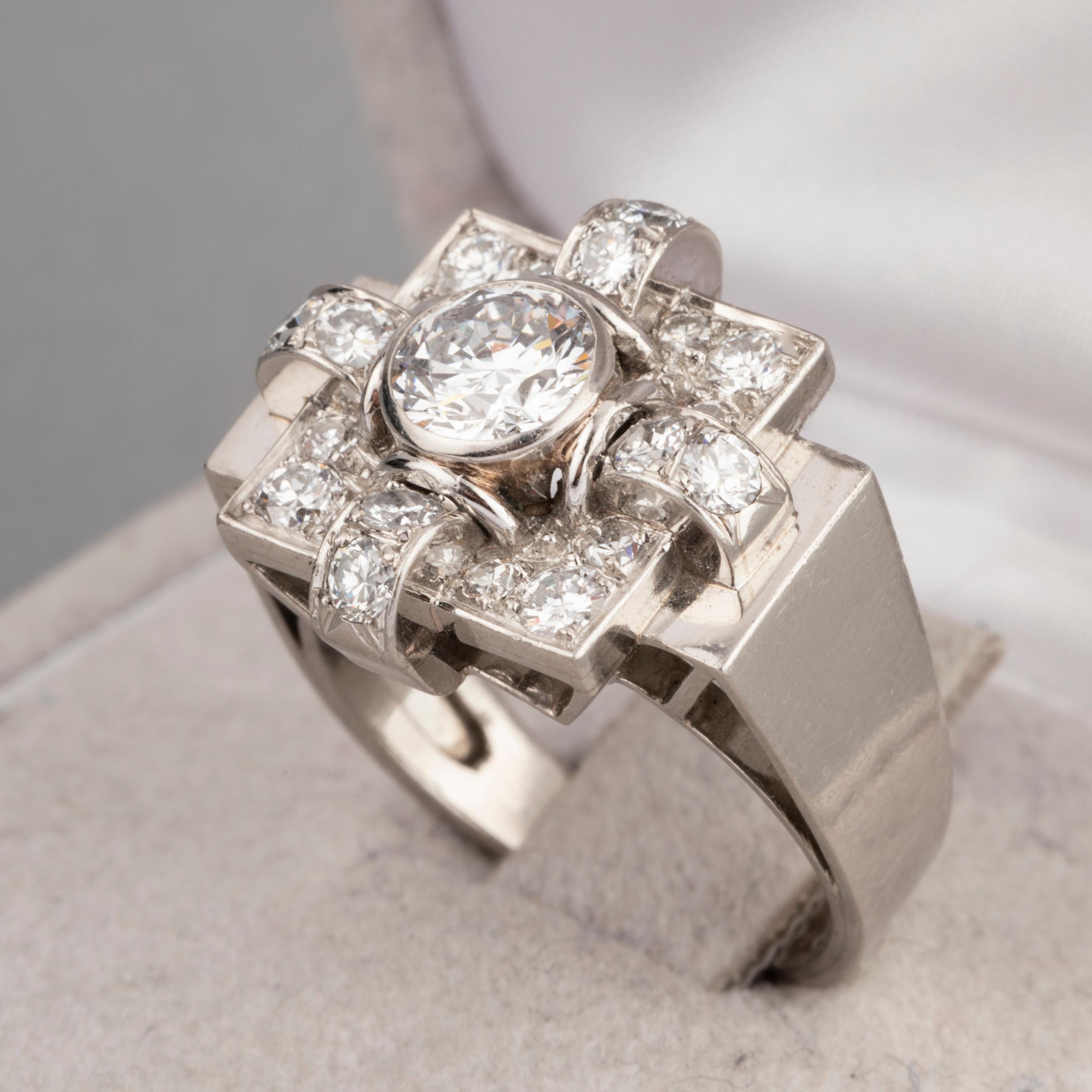 1.20 Carat French Art Deco Ring 1