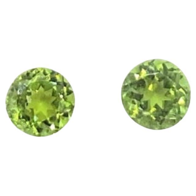 1.20 Carats Green Tourmaline Matched Pair, Green Tourmaline Round Pair For Sale