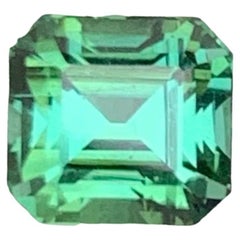1.20 carats Greenish Blue Tourmaline Asscher Cut Natural Afghani Gemstone