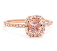 1.20 Carat Natural Morganite and Diamond 14 Karat Solid Rose Gold Ring