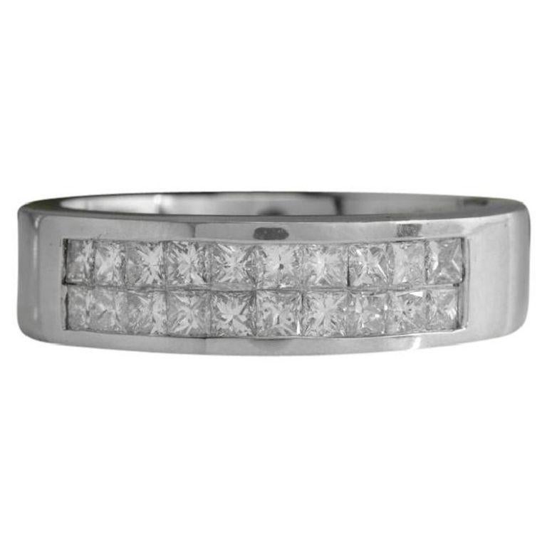 1.20 Carat Natural VS1 Diamond 14 Karat Solid White Gold Unisex Ring For Sale 7