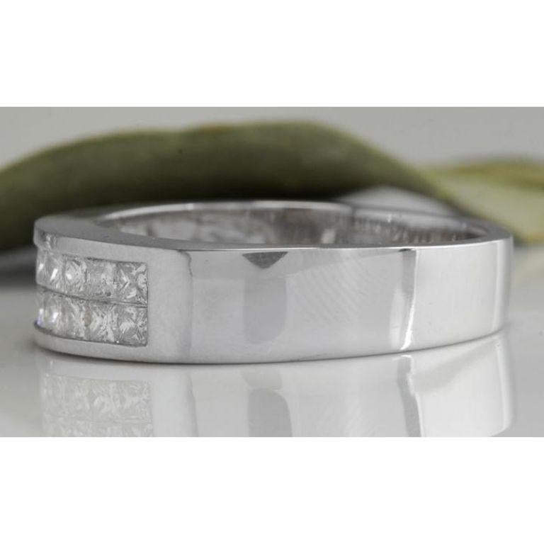 Rose Cut 1.20 Carat Natural VS1 Diamond 14 Karat Solid White Gold Unisex Ring For Sale